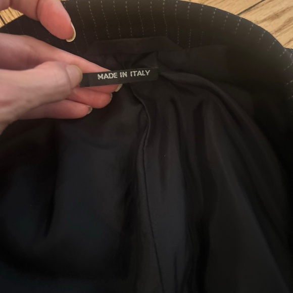 Giorgio Armani Wool Silk Blend Black Pinstripe Suit Jacket Blazer Sz 46 Borgo 21 - Picture 8 of 12